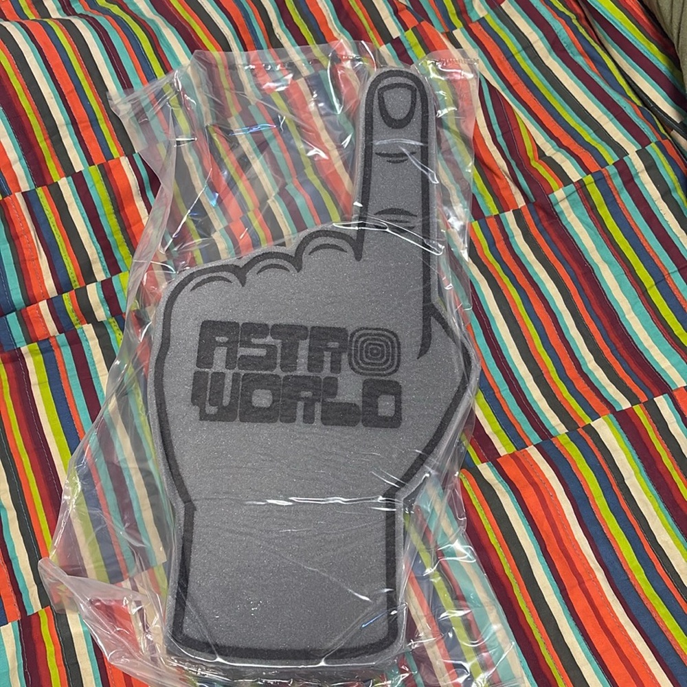 Brand new sealed Travis Scott Astro world foam finger brand new 9” x 18”